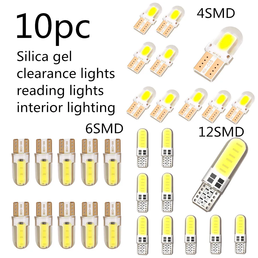 10 шт. 4/6/8/12SMD яркий белый початок W5W T10 194 168 светодиодная лампочка для салона