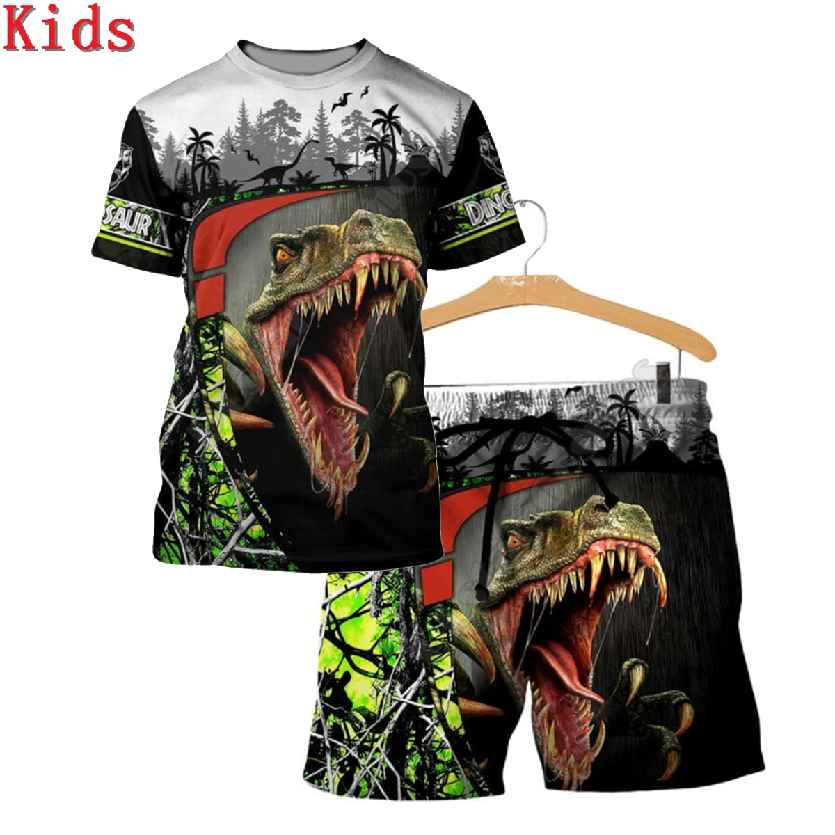 

Love Dinosaur 3D Printed T Shirts And Shorts Kids Funny Children's Suit Boy Girl Summer Short Sleeve Suit Kids Apparel 09