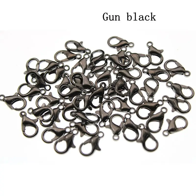 gun black 10/12/14/16/18/21 мм, серебристый, зеленый; черный металлические карабины браслет крючки концевые соединители для самостоятельного изготовления ювелирных изделий ожерелье с пряжкой - Цвет: gun black