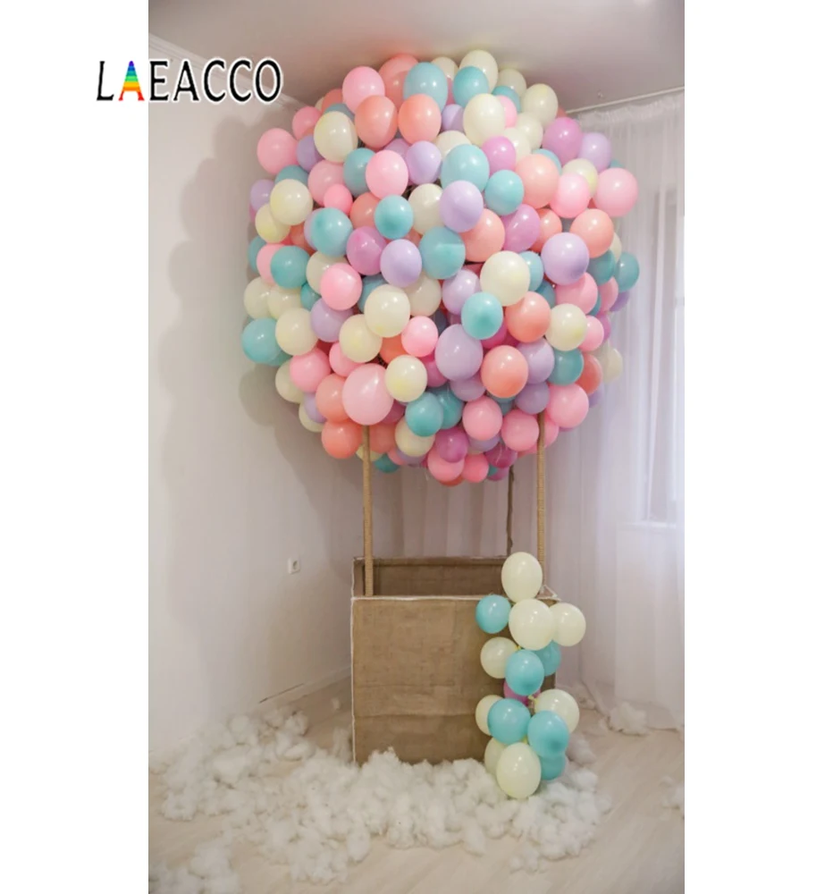 Laeacco розовые воздушные шары День рождения хлопок ребенок новорожденный портрет фото фон фотографические фоны фотосессия Фотостудия