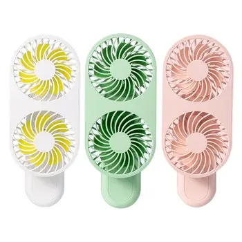 

Portable USB Rechargeable Dual Head Fan Handheld Mini Desktop Air Cooler 3 Speed Adjustable for Traveling Outdoor Office