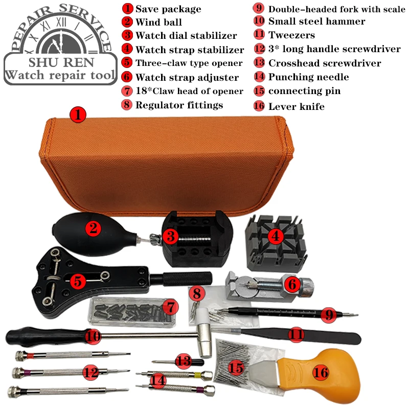 

Watch tools, bottle openers, strap adjusters, strap intercept combinations, tweezers, screwdrivers, watch repair tool kit