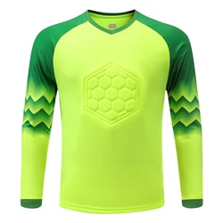 Men's Long Sleeve Goalkeeper Soccer Jersey Set with Protective Padding - XL (SX8601 green)