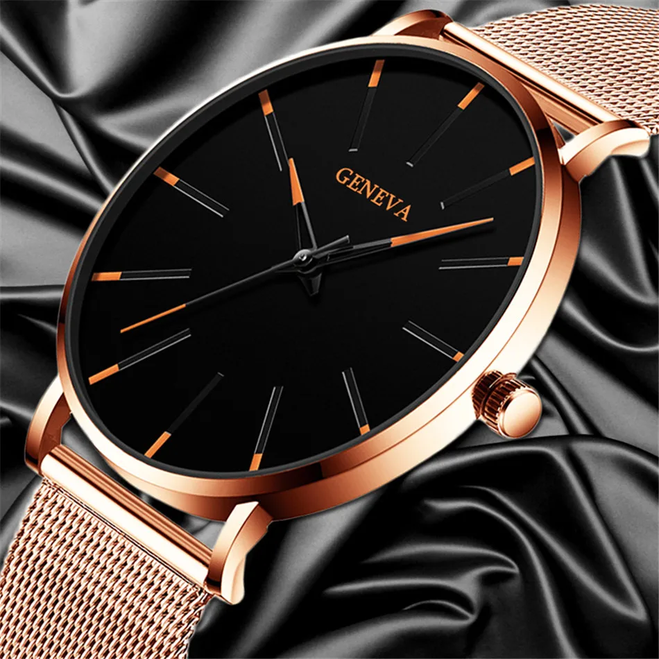 reloj hombre 2022 Watch Men Minimalist Ultra Thin Watches Men's Fashion Stainless Steel Mesh Belt Quartz Watch relogio masculino