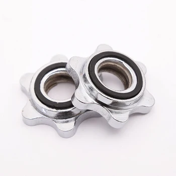 

2PCS 2.5cm Casting Iron Hex Nuts Anti-slip Spin-Lock Collar Screw for Barbell Dumbell Weight Lifting (Silver)