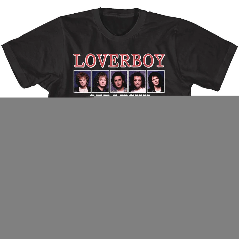 Loverboy получить счастливый альбом Обложка Мужская футболка Glam рок группа