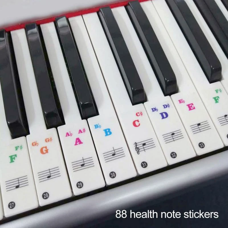 Pegatinas de notas Piano de 49/61/ teclas, pegatinas de colores teclados, transparentes y extraíbles|Adhesivos para pared| - AliExpress