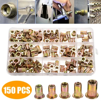 

150pcs Car Auto SAE Rivet Nut Kit Rivnut Nutsert Set 1/4-20 10-32 10-24 8-32 6-32 Repair Tool Accessories Parts