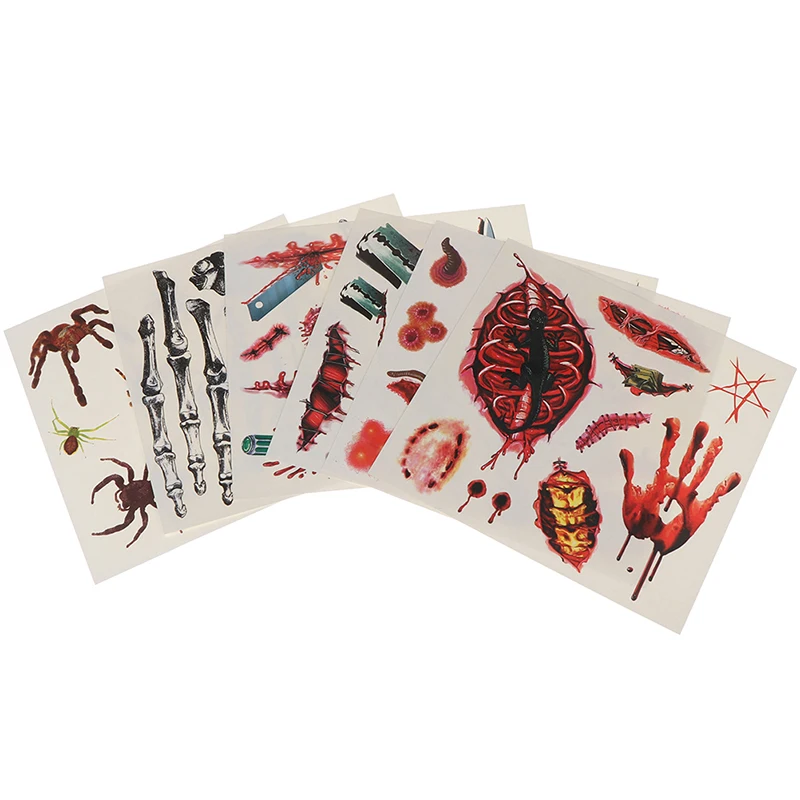 1PC Halloween Waterproof Temporary Tattoos 3D Reality Vampire Blood Scar Sticker Tattoos Tool New