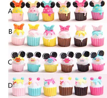 

Kawaii Resin cake 3d Cute Minnie mouse mini cupcakes food play DIY Crafts simulation Decoration Accessories
