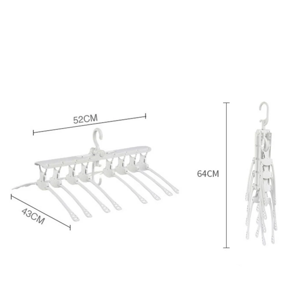 Clothes Hanger Folding Retractable Closet Storage Organizer 360° Swivel Hook
