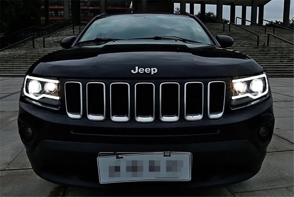 Пара для Jeep Compass светодиодный фары 2011- компас HID фары биксеноновые фары Противотуманные фары Дневные ходовые огни двойные линзы