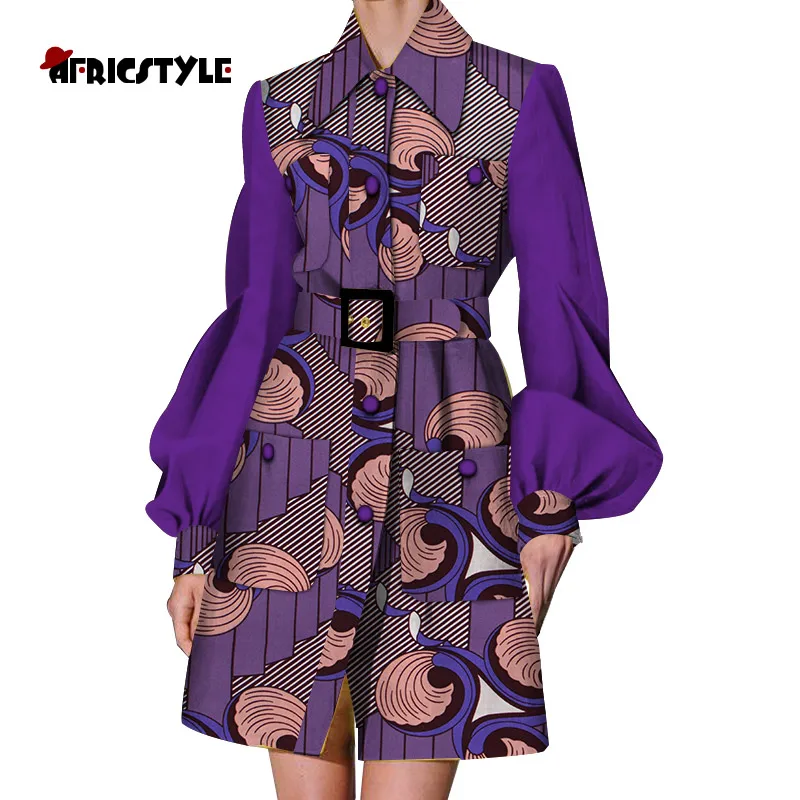 На заказ осенняя одежда для женщин 20 цветов тонкий высокая талия длинный рукав модный топ Африканский Дашики печати плащ WY5431