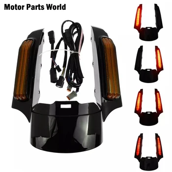 

Motorcycle LED Light Rear Fender Fascia Set Bright Black For Harley Touring Road Glide Electra Glide Road King CVO 2009-2013