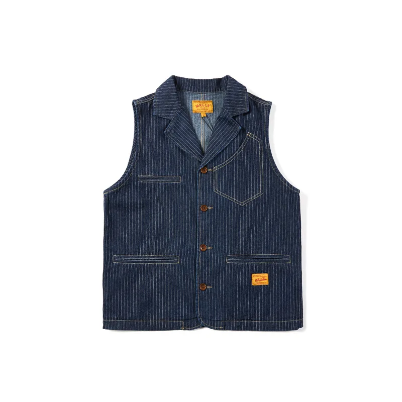 

Wu Navigation Denim Waistcoat Men's Popular Brand Japanese-style Handsome Autumn Loose-Fit Work Vest Suit Sleeveless Coat Americ