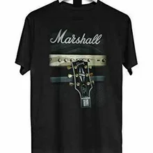 Черные футболки, футболка, Мужская электрическая рок-гитара, 80 s, Marshall, подарок, S-3XL, футболка, модная, крутая