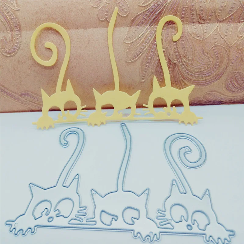 Коты металлические режущие штампы Скрапбукинг металлический бумажный трафарет карты штамп ремесло тиснение высечки украшения