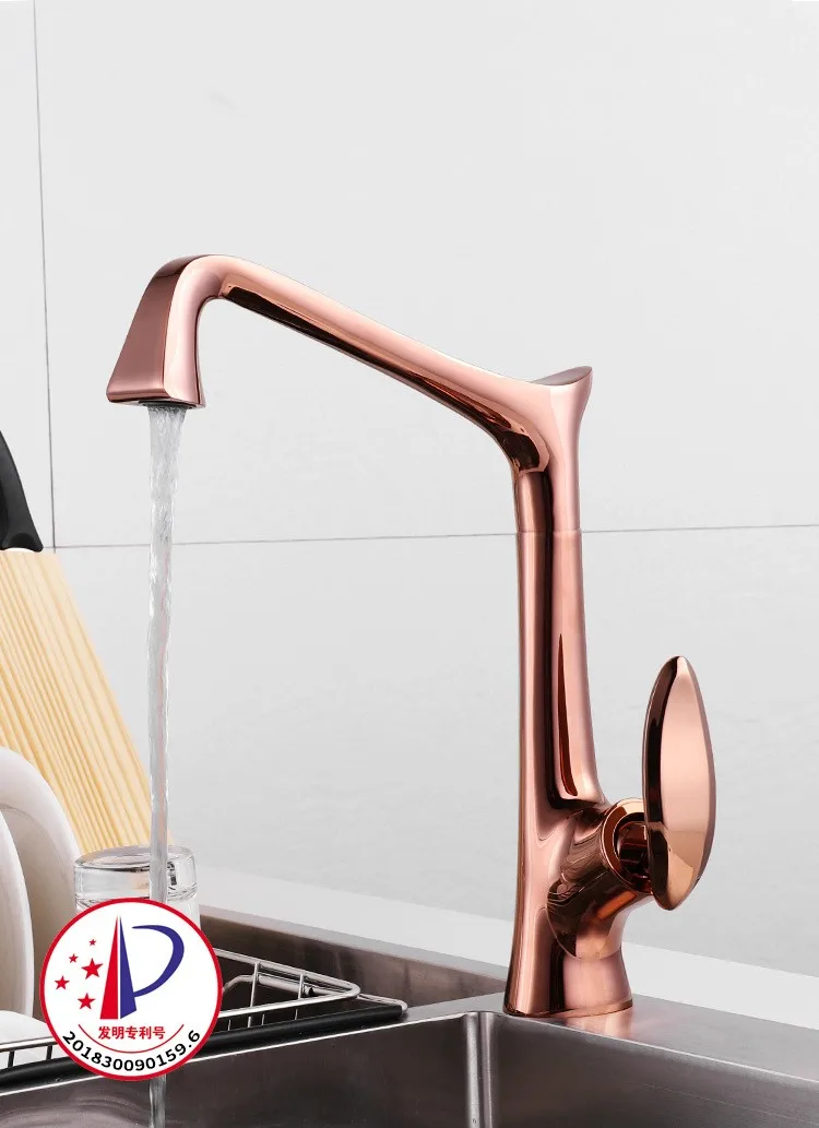 

New style brass kitchen sink faucet single handle double control cold hot kitchen faucet high quality Rose gold black chrome ORB