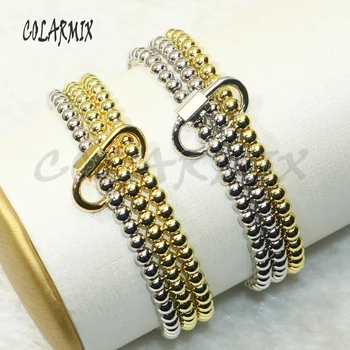 

4Pcs Oval lock charm bracelets 3 starnds beaded bracelet fashion jewelry for women bracelets accessories gift 50654
