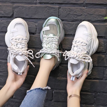 

Breathable Hollow Mesh Sneakers Women 2020 Summer Shoes Women Fashion Bling Platform Sneakers Colorful Laser Female Shoes