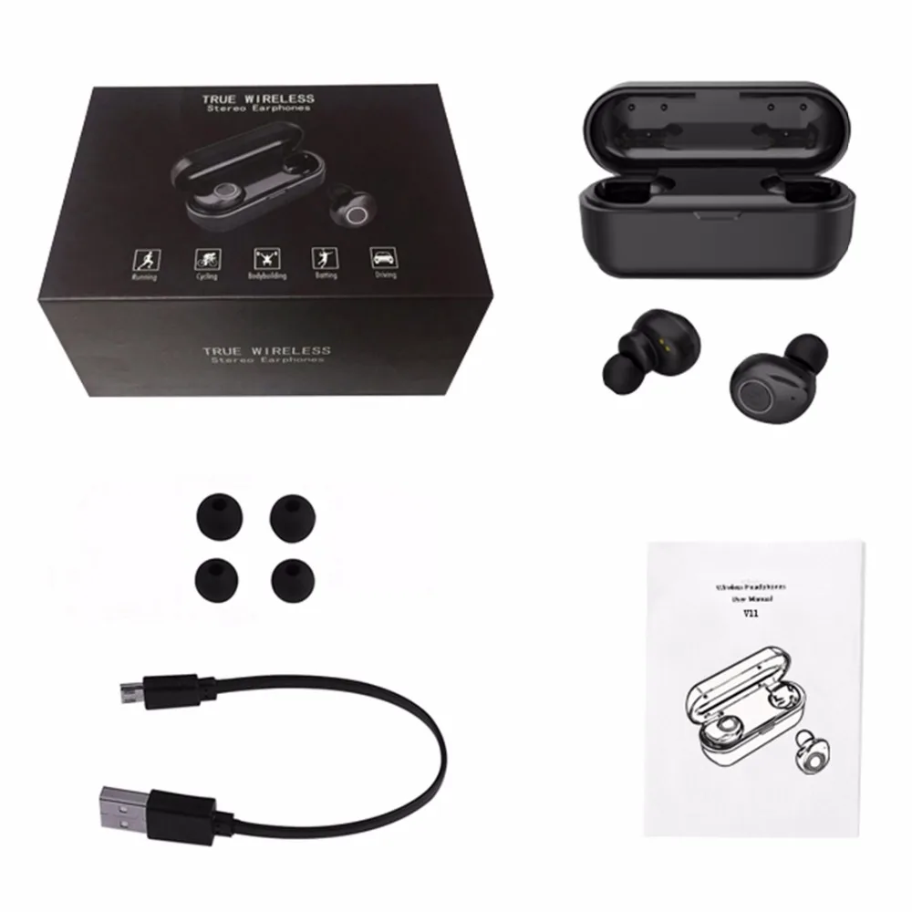 HAMTOD V11 TWS Bluetooth 5,0 бинауральные наушники Беспроводная Bluetooth гарнитура для iPhone, двойные динамики беспроводные наушники гарнитура с зарядным устройством