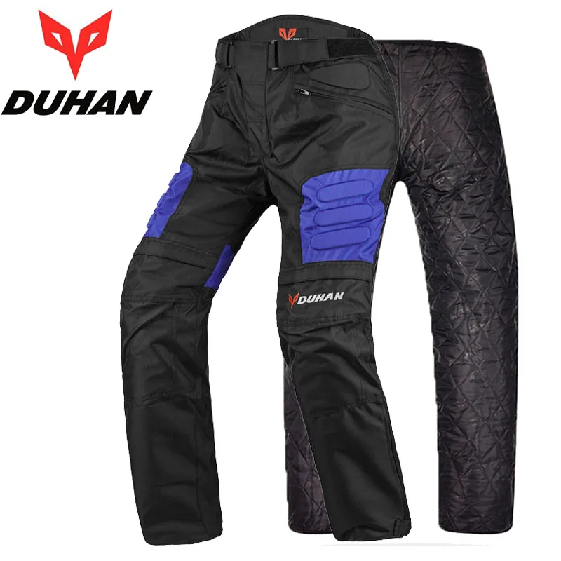 Синий С теплой подкладкой износостойкие 600D Оксфорд DUHAN DK02 moto rcycle knights moto cross брюки спортивные мото брюки до колена M L XL XXL XXXL - Цвет: Синий
