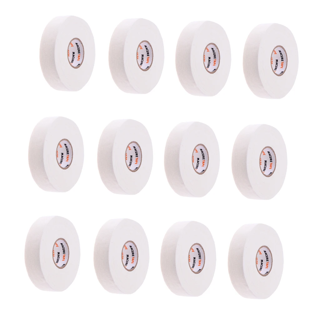 12 Roll Hockey Tape -White Color Cloth Hockey Stick Adhesive Tape 1'' X25 yds