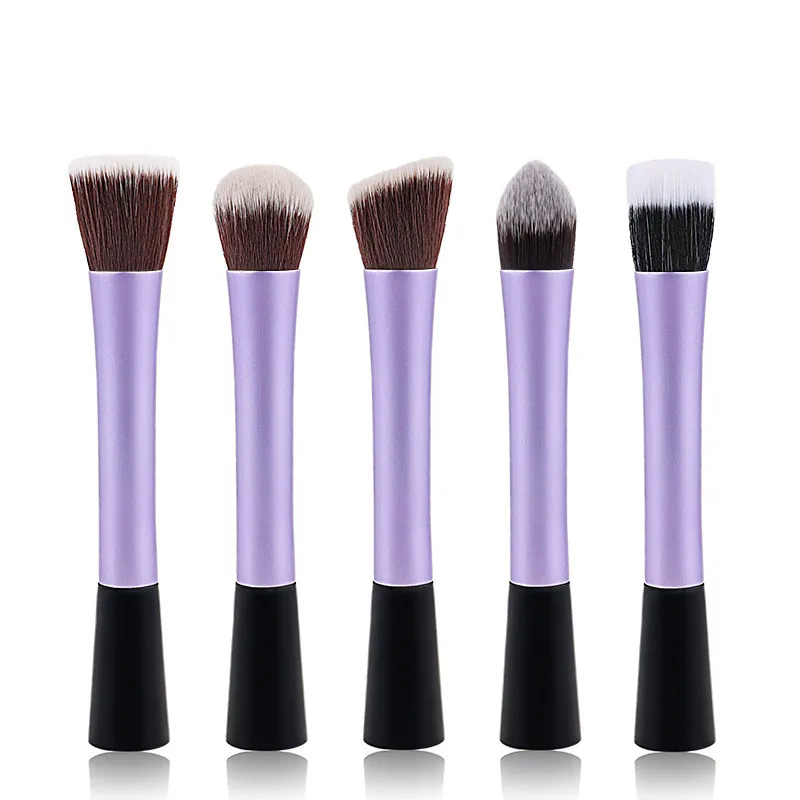 purple 1 5 шт. набор кистей для макияжа, кисть для пудры, кисть для основы, кисть для румян, профессиональные косметические инструменты - Handle Color: purple 1