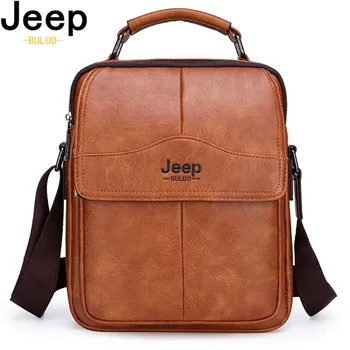 JEEPBULUO 새로운 남자 Crossbody 가방 어깨 가방 다기능 핸드백 분할 가죽 가방 메신저 가방