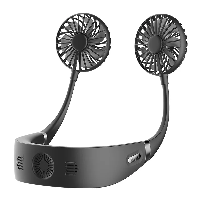 

Portable Lazy Sports Halter Fan 2 Fans Mini Hanging Neck Fan USB Rechargeable Cover Halter Cooling Fan