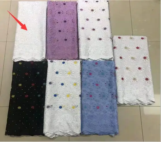 Белый 5 ярдов/партия нигерийские бисерные гипюровые кружевные восковые ткани высокого качества с дырочками африканские кружевные ткани для свадебной вечеринки - Цвет: Белый