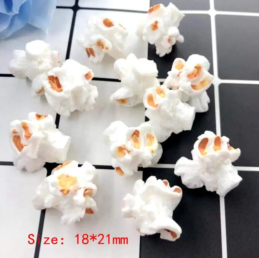 100pcs Fake Food 3D Popcorn Resin Cabochon Miniature Food DIY Scrapbooking for Home Decor Crafts Accessories images - 6