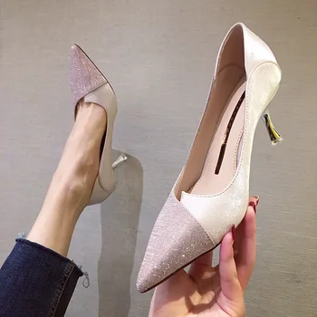 

LIMEIKE 2020 Europe and America New High Heels Women Pumps Pointed toe Stars Faves Stilettos Sequins Glitter Single Shoes