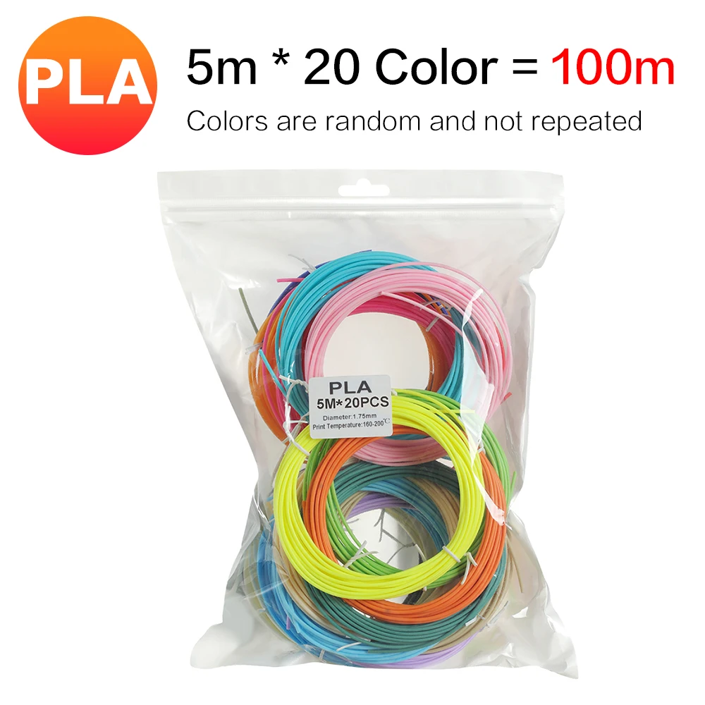 3DSWAY 3D Pen Filament Colorful 3D Printing Materials 20 Rolls 100M PCL PLA Replacement Plastic 1.75mm For Kids Drawing Toys 