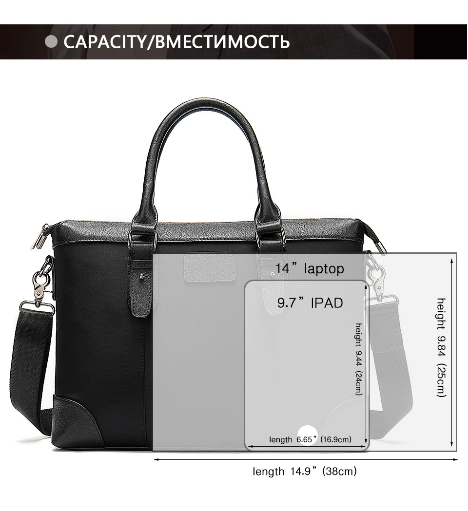 MVA men's briefcase document bag real leather bag businessman / Office / Handbag men's leather bag