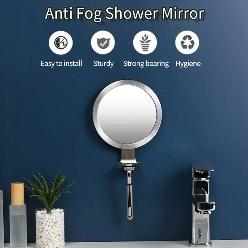 Нержавеющая сталь Анти-туман душевое зеркало для бритья для ванной настенный туалетный столик с зеркалом для макияжа Ванная комната поставки с крючок на присоске