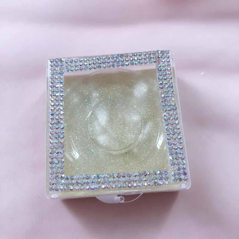10 шт Розовый Серебряный Bling коробка для ресниц без ресниц прозрачные стразы пустой чехол для ресниц