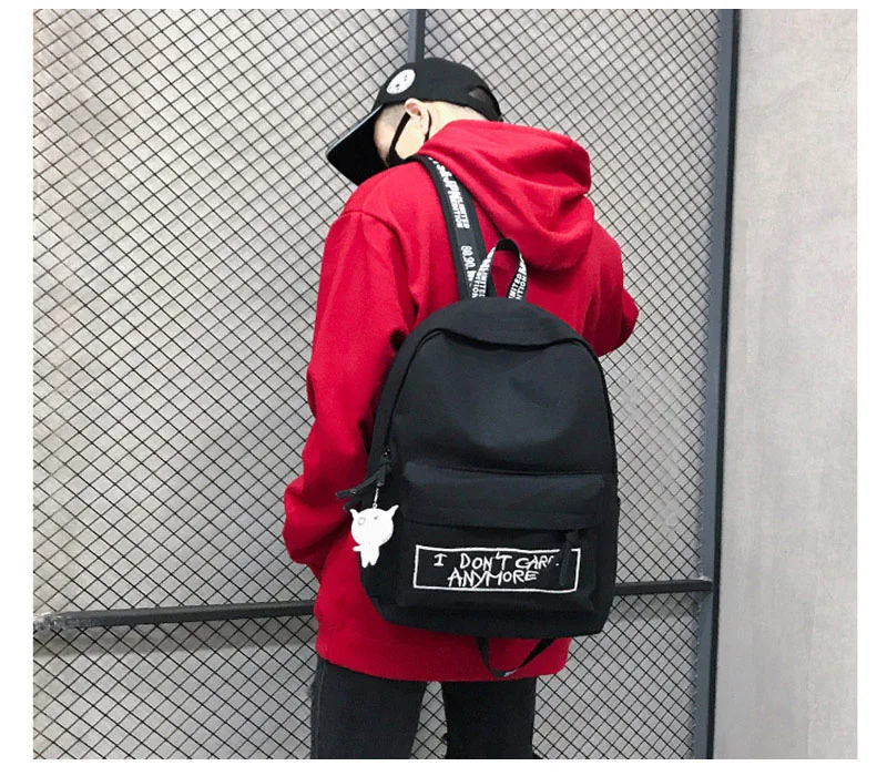 Женский холщовый рюкзак, женские рюкзаки, кукольная подвеска, женская сумка на плечо, Harajuku, черный рюкзак, женская мода, Mochila, рюкзак