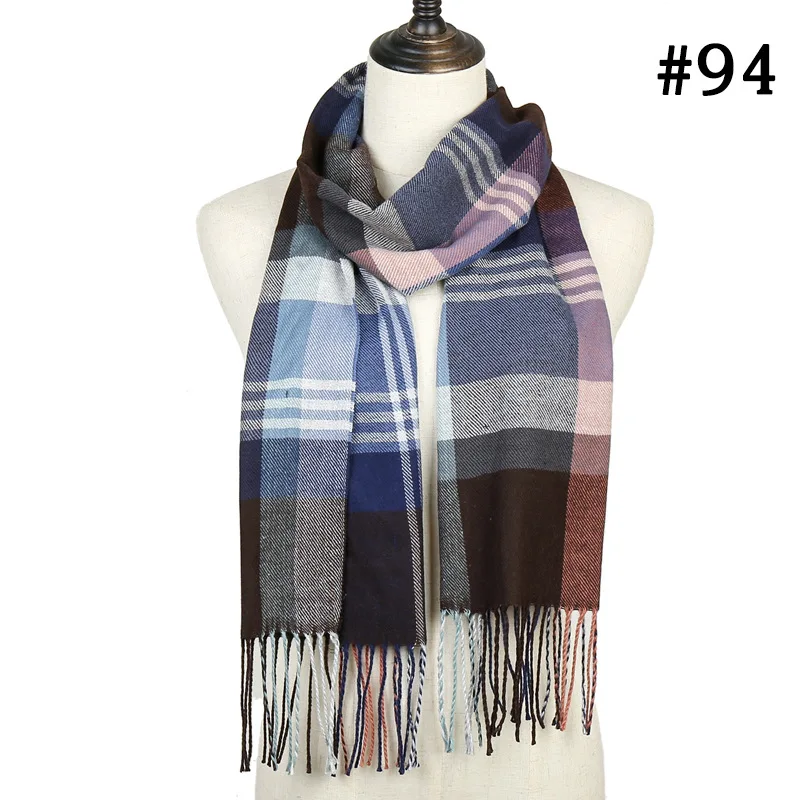 Роскошный брендовый клетчатый шарф, зимние теплые кашемировые шарфы для женщин, теплые шарфы для шеи, женские шали и палантины - Цвет: 94