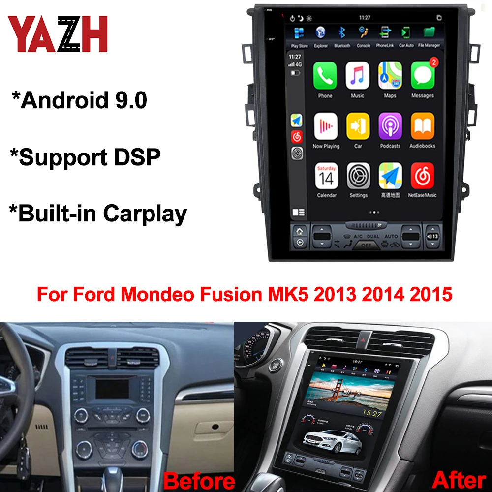 Автомагнитола YAZH для Ford Mondeo Fusion MK5 2013 2014 2015 с Android 9 0 4 Гб ОЗУ 12 1 &quotIPS GPS дисплей DSP