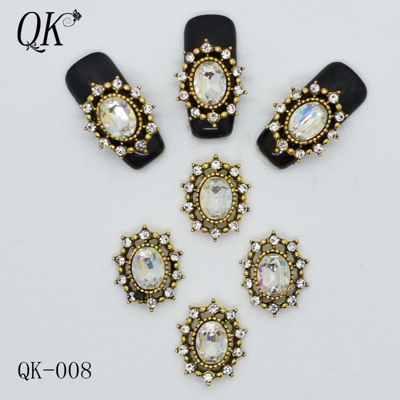 QK-008 10 шт./лот сплав гвозди очарование хрустальные бриллианты СТРАЗА под камень дизайн ногтей украшения ювелирные изделия аксессуары Стразы Новое поступление - Цвет: QK-008