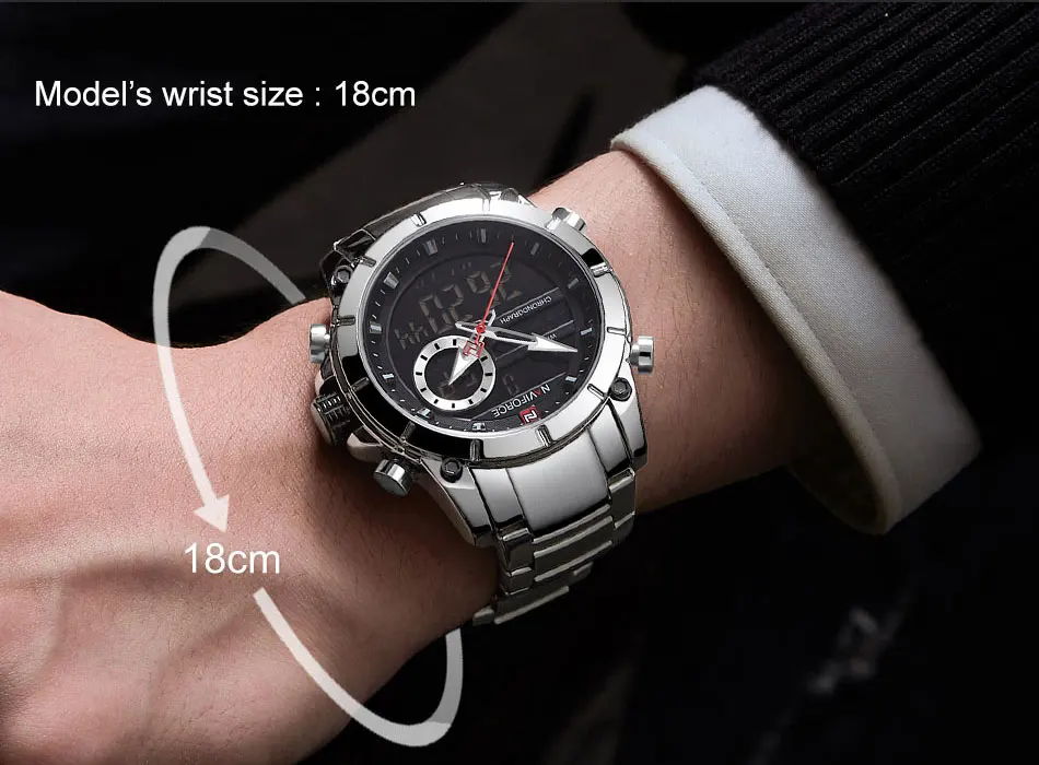 NAVIFORCE мужские часы Лидирующий бренд модные серебряные часы с двойным дисплеем мужские s из нержавеющей стали Роскошные деловые водонепроницаемые наручные часы