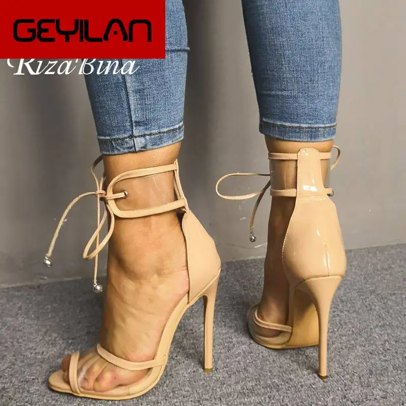 

Pu Leather Size 35-47 Super High Heels Cross Strap Sandals Daily Party Wedding Summer Shoes Woman Classics Sandals