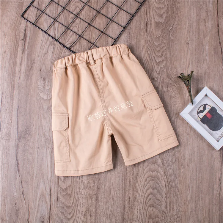 Шорты для маленьких мальчиков повседневные 5 штанов летняя одежда в европейском и американском стиле, стиль, детская эластичная рабочая одежда с большими карманами штаны средней длины