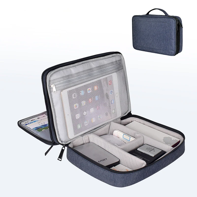 Digital Accessories Storage Bag Double layer Large Organizers Multifunctional Waterproof Nylon Handbag Data Line Storage XA779ZC