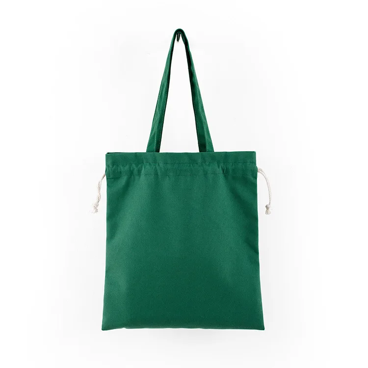 new blank portable drawstring canvas bag hot shoulder bag cotton cloth boutique tote bag large capacity shopping bag
