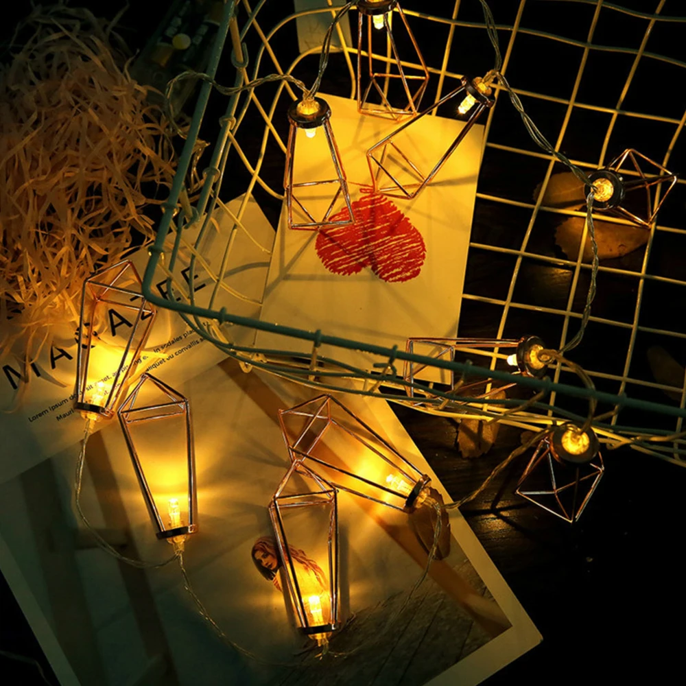 10-20LED Rose Gold Metal Diamond String Fairy Light Christmas Wedding Lamp New Year Home Decoration Warm White String Lights 5