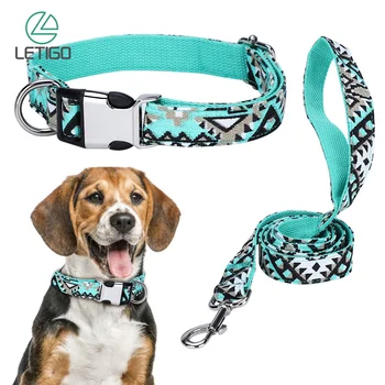 

Adjustable Dog Collar Lead Leash Pet Durable Tag Collar Tape Walking Training Travel Running For Small Medium Large Dogs