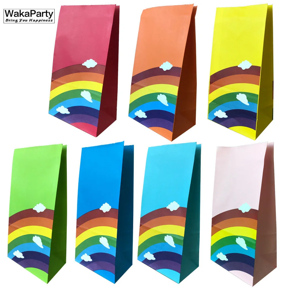 10 шт крафт бумажные мешки радужные конфеты подарочные пакеты упаковка для еды сумка детей день рождения