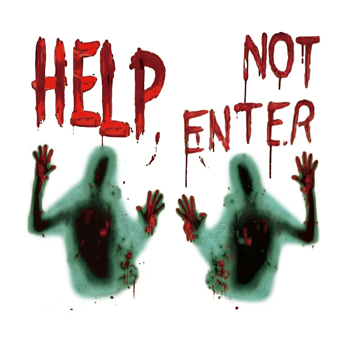 

Help Blood Zombie Halloween Wall Sticker Funny Wall Decoration Living Room Bedroom Window Glass Holiday Decoration Wall Sticker